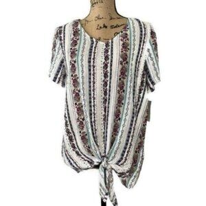 NWT Style & Co Knotted Split-Sleeve Boho Top
